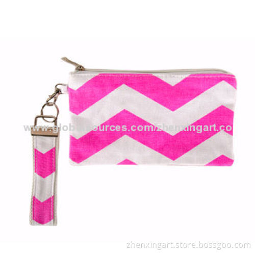 Chevron coin purse with key ring